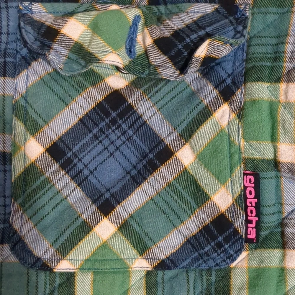 GOTCHA Farmland Flannel Quilted JACKET Bottle Green Mens size Large - Picture 3 of 10
